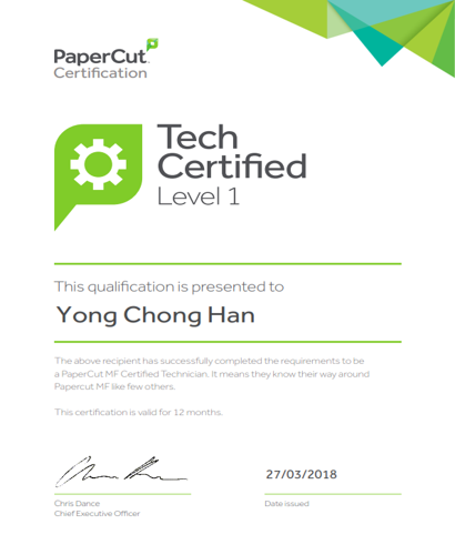 Papercut certification